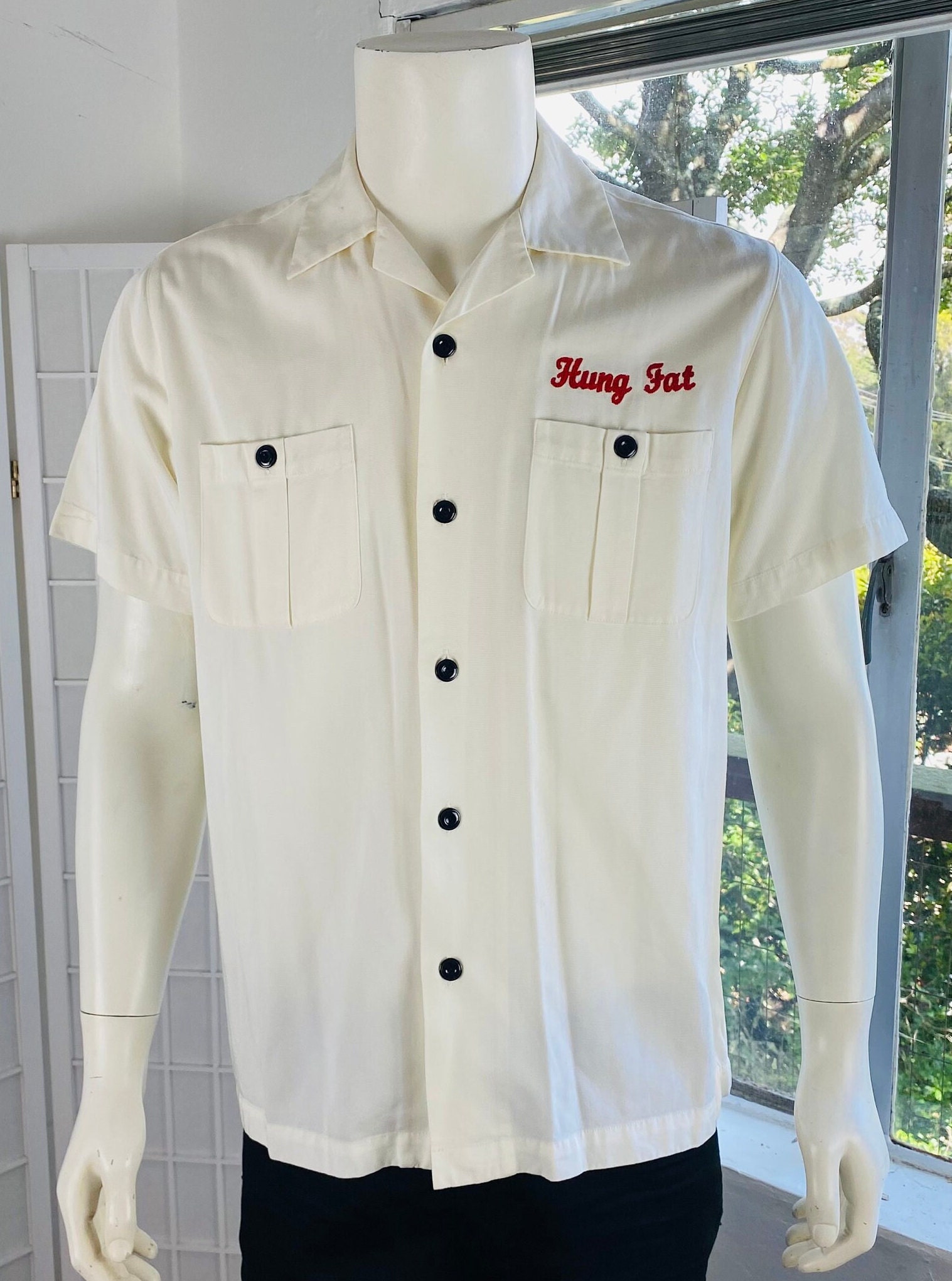 Vintage Lucky Brand, Mens Embroidered Rayon 