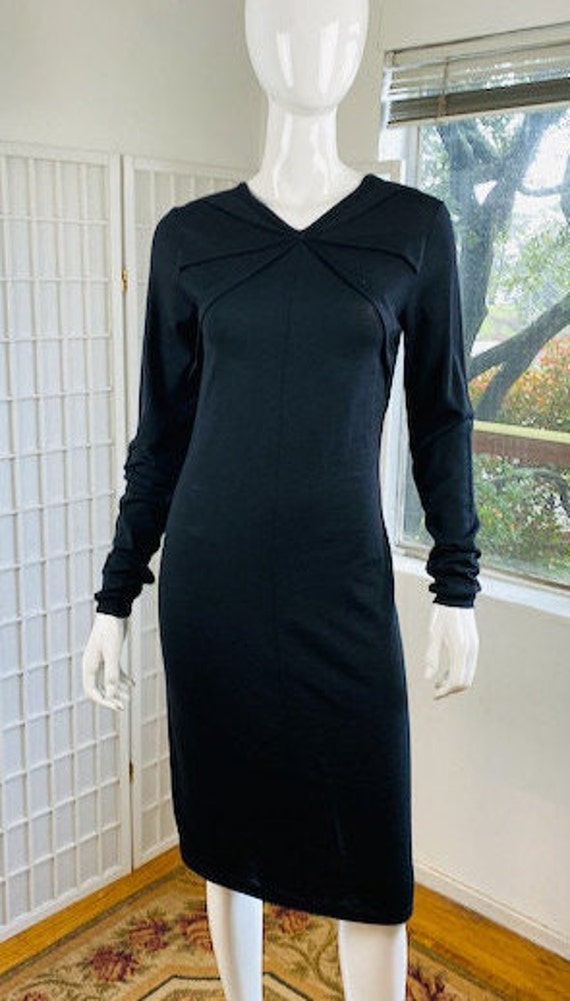 Vintage Balenciaga, Paris, black wool darted dres… - image 4