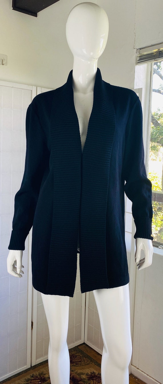 St John black rayon shawl collar sweater cardigan… - image 1