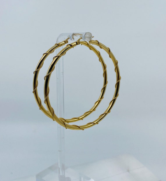 Vintage 14k Yellow Gold Twisted Hoop Earrings.