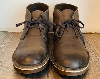 Clarks Chukka Men Bushacre Grey Ombre Leather Desert Boots, 9.5 M.