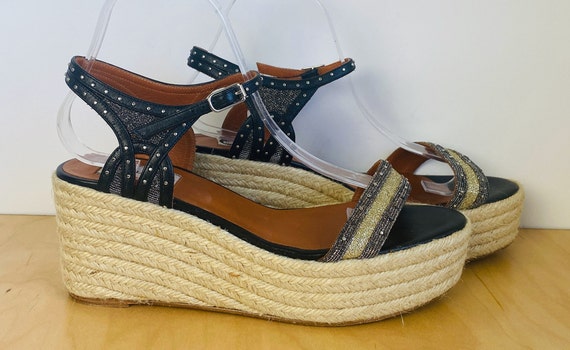 Vintage Lanvin, Paris, Esperdrille Wedge Shoe, 39… - image 8