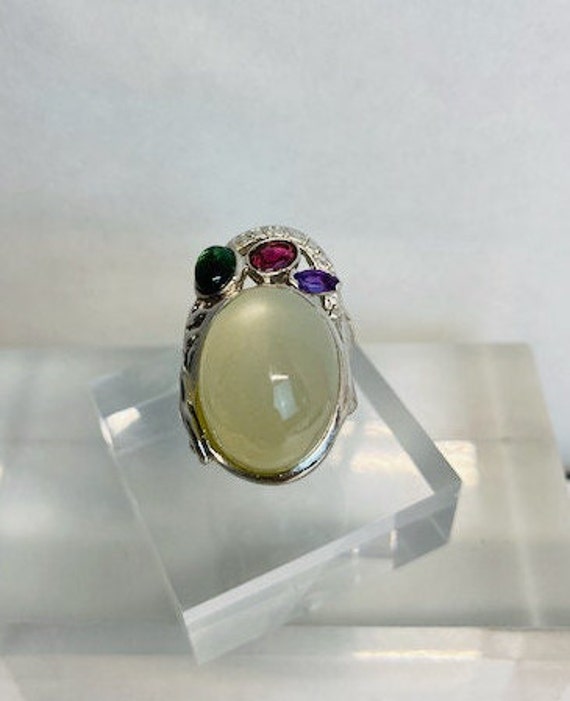Vintage sterling silver moonstone ring, 6. Semi p… - image 1