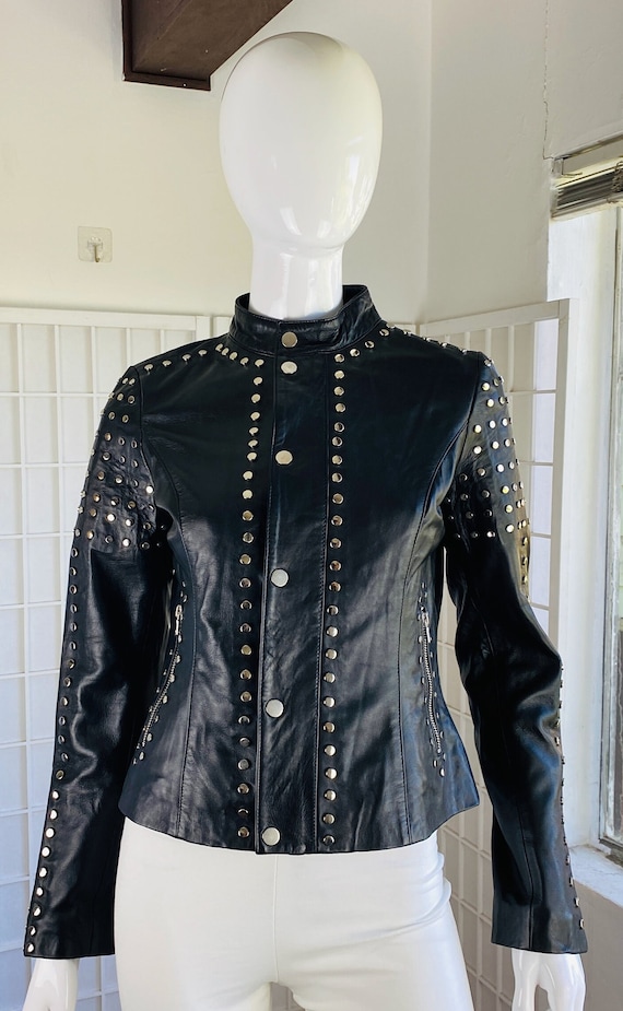 NWT Gatsby Lady London Black Studded Leather Jacke