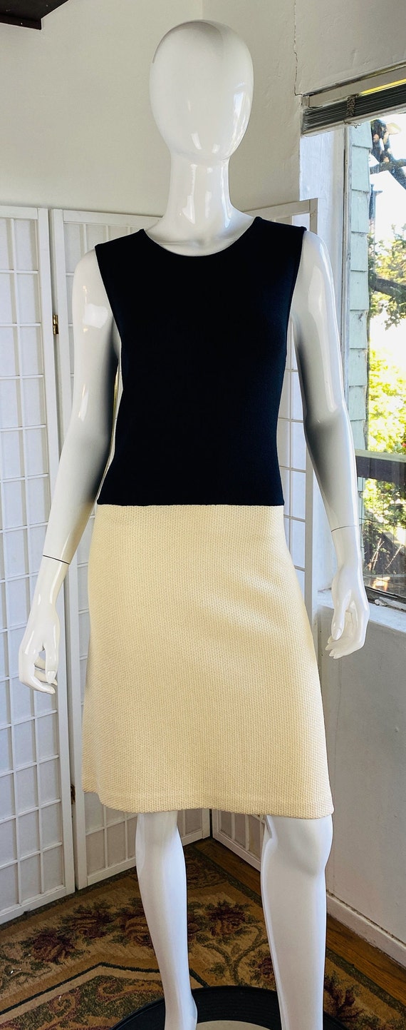 St John rayon knit color block print dress, 10.