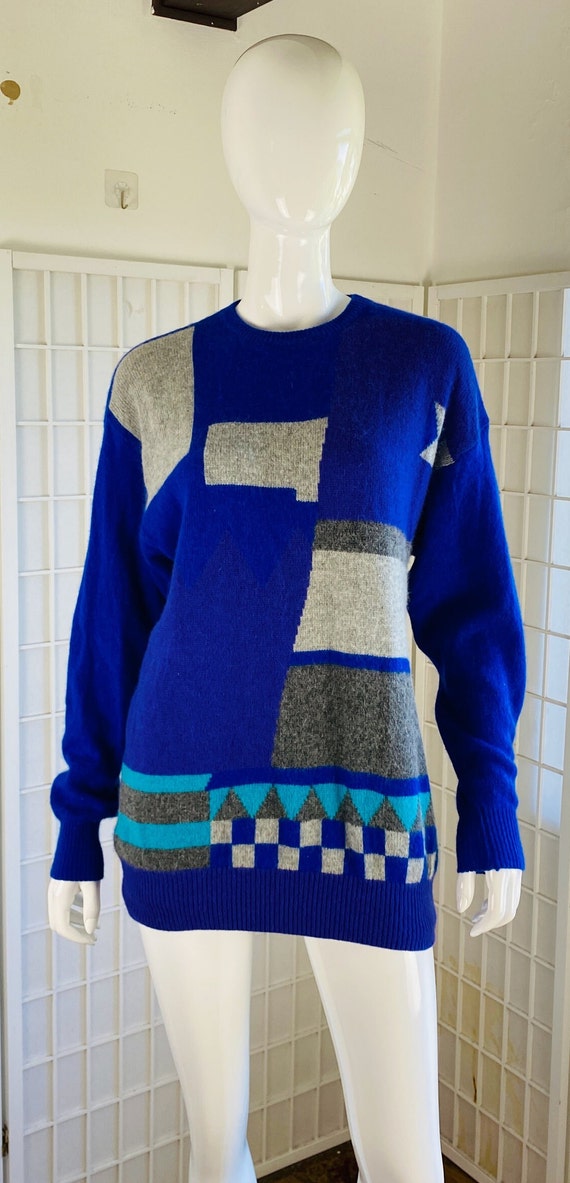 Vintage Aziza Womens Multicolor Wool Blend Knit Long Sleeve