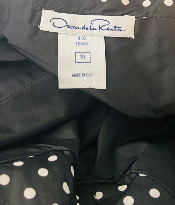 Vintage Oscar De La Renta Black Polka Dot Silk Fr… - image 3