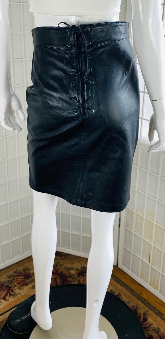 Vintage Vera Pelle womens black leather lined ski… - image 2