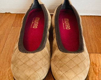 Munro Womens Quilt Print Suede Ballet Flats Slip Ons Shoes, 7.5 M.