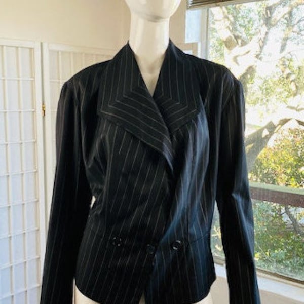 OMO, NORMA KAMALI, Wool Striped Double Breasted Evening Jacket, 10.