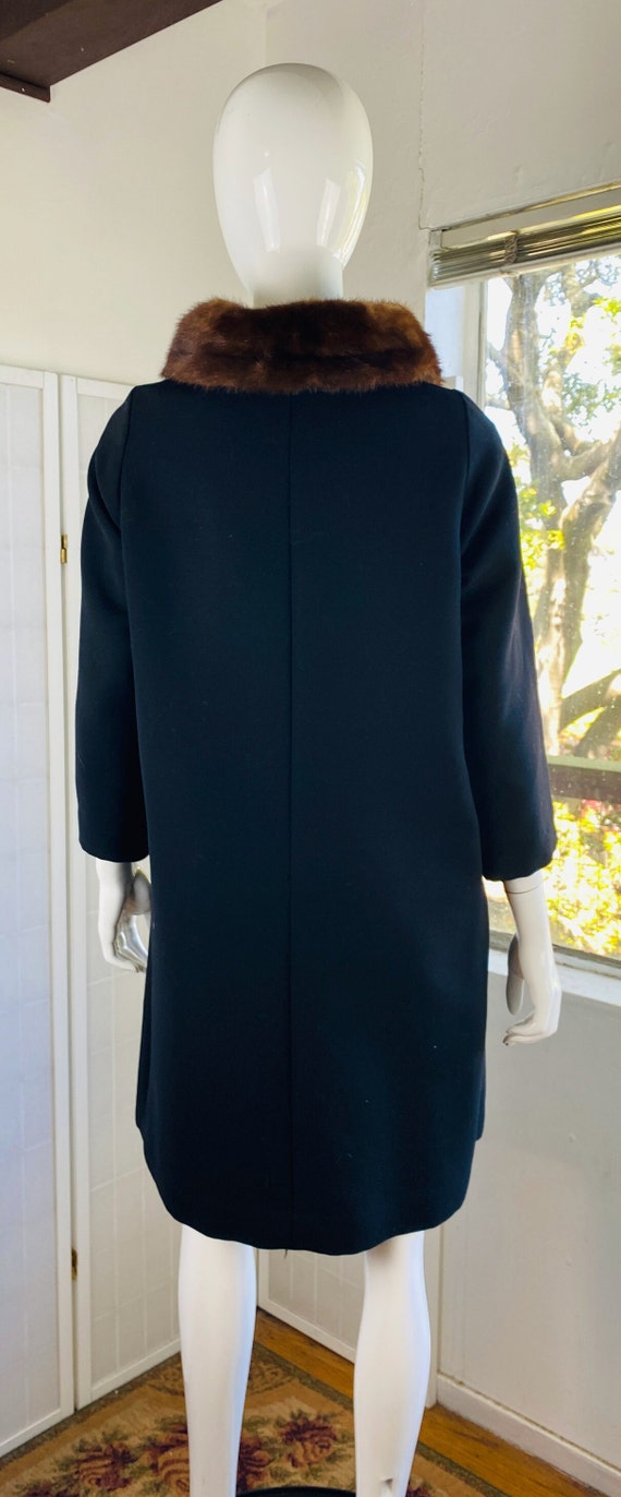 Vintage black wool silk file cocktail coat w/mink… - image 2