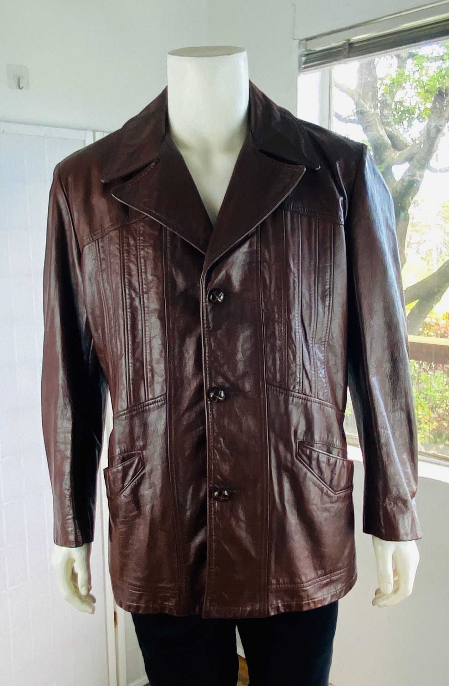 ジャケット・アウター leather brown jacket archive Mens Biker Vintage Antique Brown Cafe Racer Real Leather