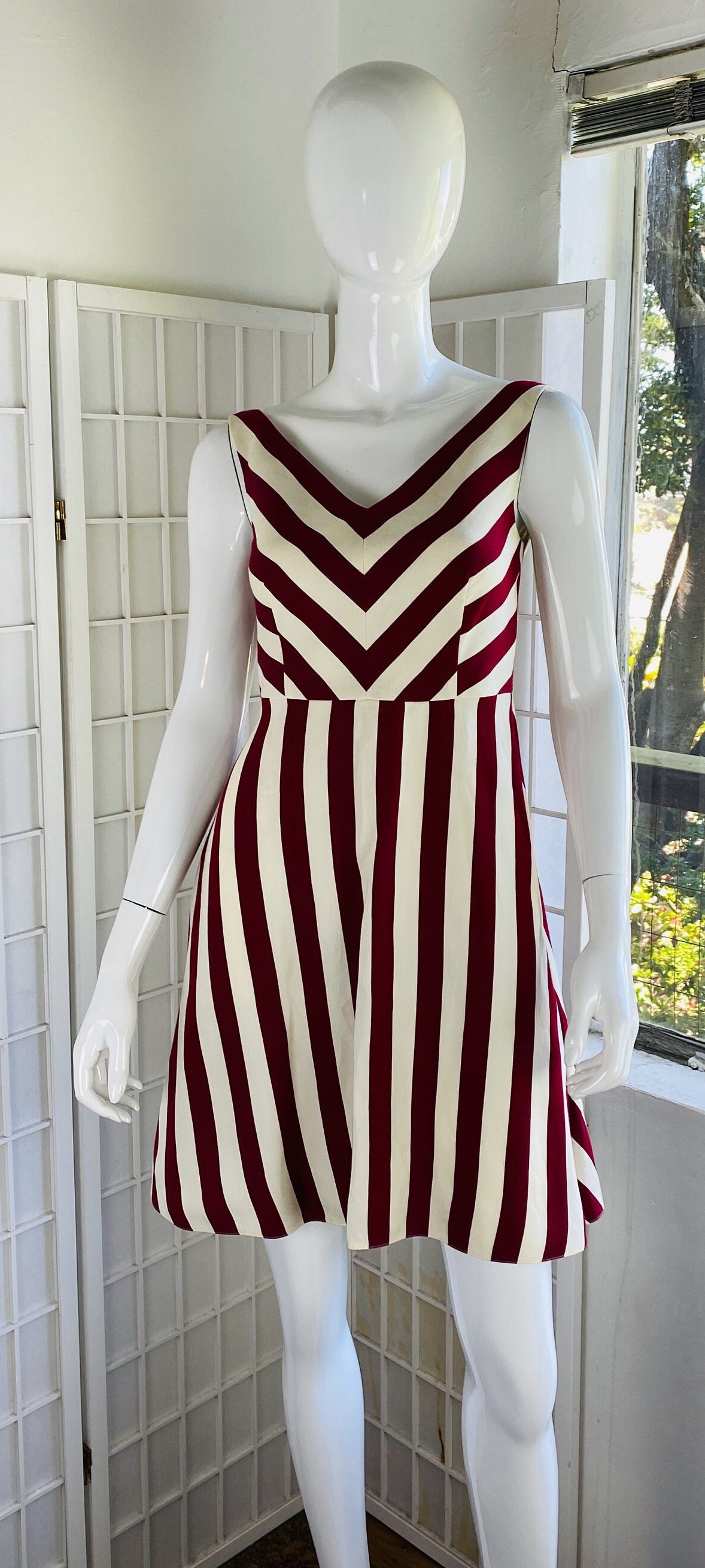 Designer Red Valentino White Stripe Dress. - Etsy Sweden
