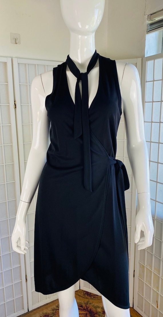 NWT, Nicole Miller, Atelier, Black Jersey Wrap Dress, 10.