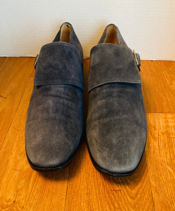 Jimmy Choo London, Italy Womens Blue Suede Monk Strap 