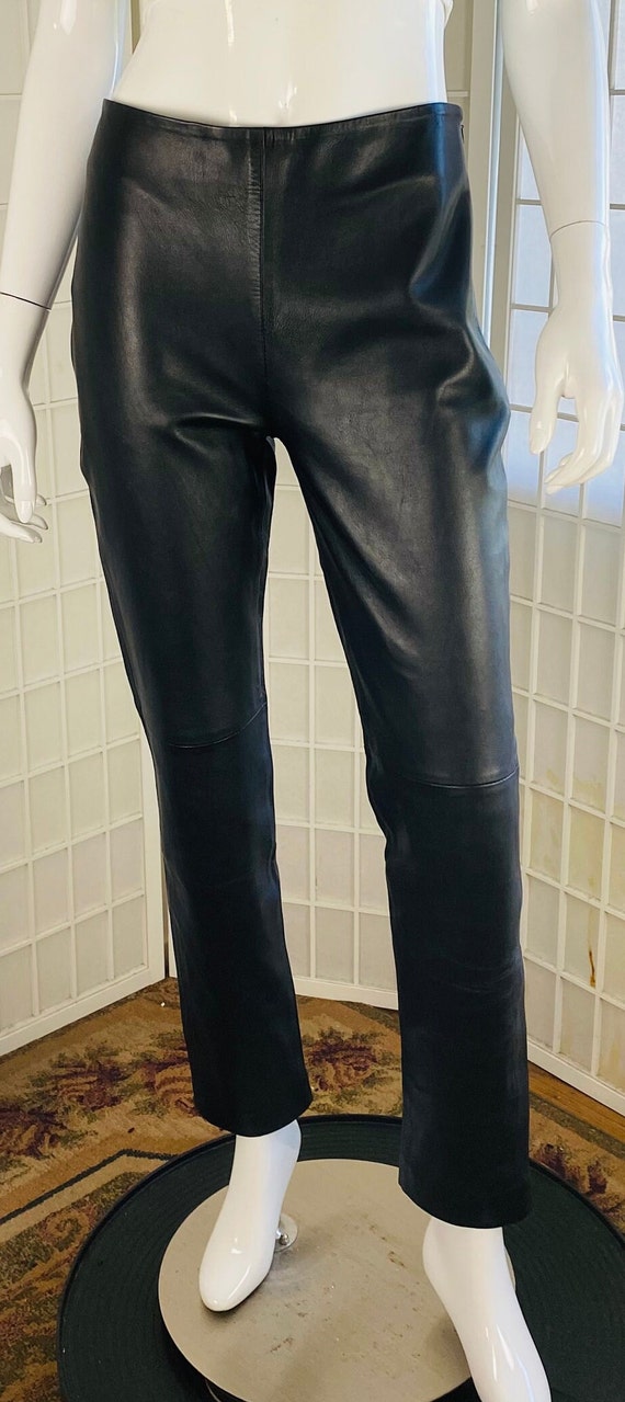 Black leather womens lined pants, 28.