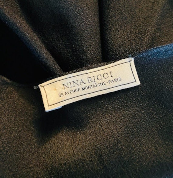 Vintage, Nina Ricci Black Wool Crepe Dress, XL. - image 4