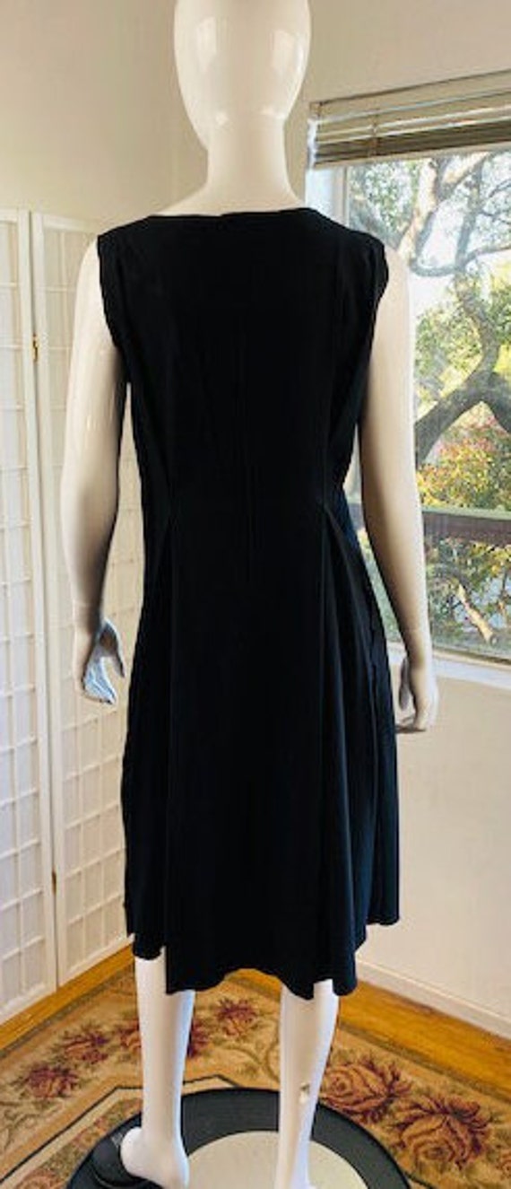 Vintage, Nina Ricci Black Wool Crepe Dress, XL. - image 7