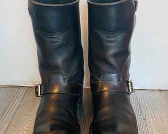 Vintage Easyriders Womens Black Leather Biker Boots, 9 M.