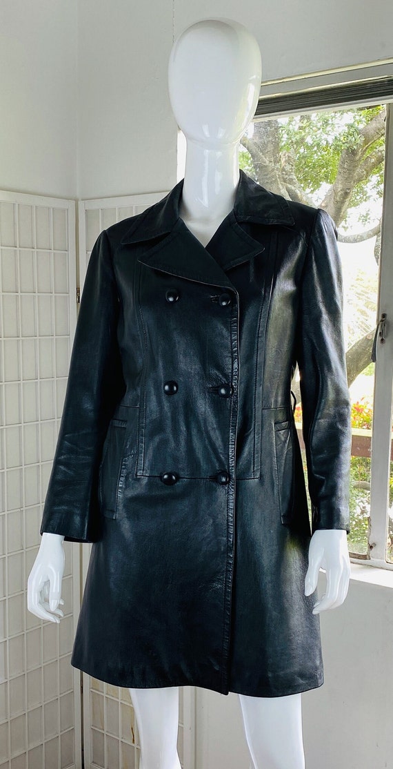 Vintage Womens Black Leather Jacket, Sm.
