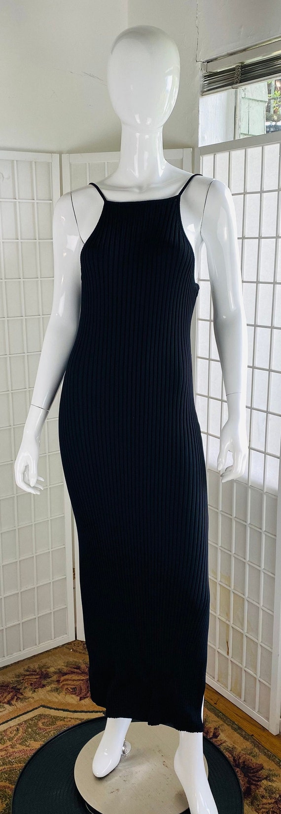 NICHOLAS, Womens Black Ribbed Maxi Dress, XL.