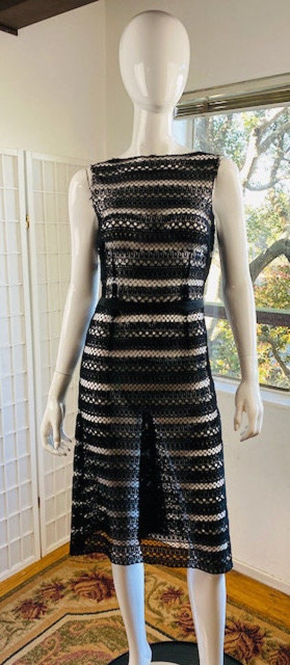 Vintage Monique Lhullier black lace dress w/ ribbo