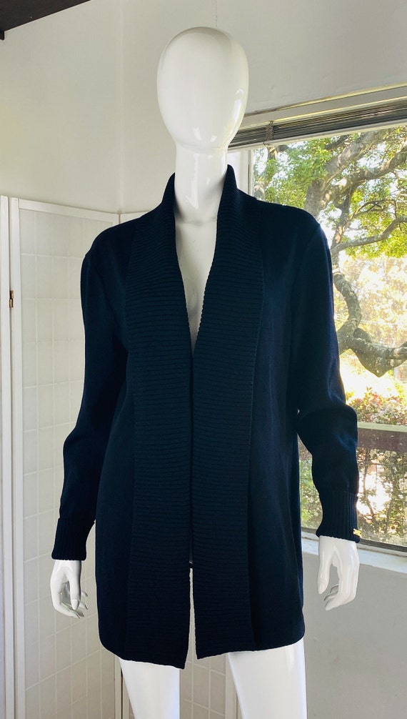 St John black rayon shawl collar sweater cardigan… - image 2