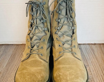 Military Mens Khaki Suede Textile Mid Calf USA Made Combat Boots, 11 R. Military Mens Khaki Suede Textile Mid Calf USA Made Combat  main image 4