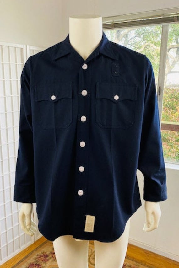 Vintage Flying Cross Blue Gaberdine Uniform Shirt,