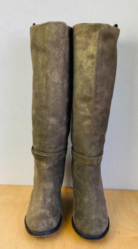 Belle Sigerson Morrison brown metallic suede boots