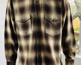 Pendleton Mens Brown Plaid Wool Shirt L.