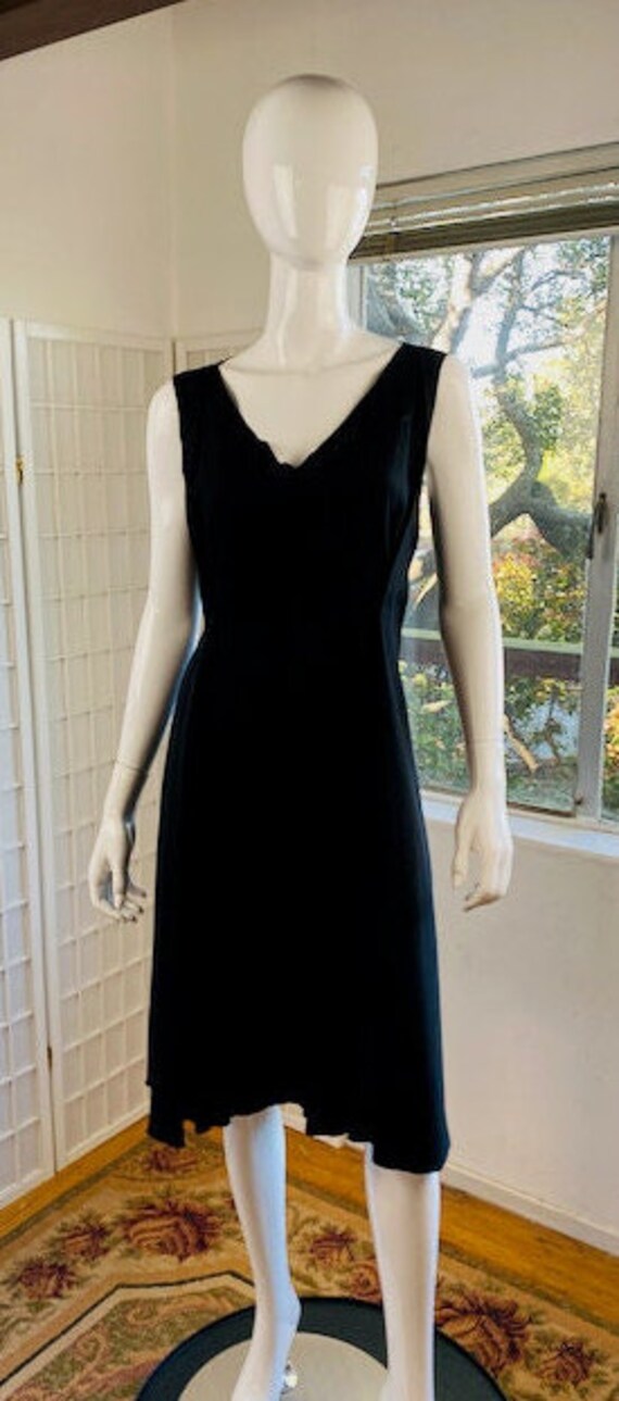 Vintage, Nina Ricci Black Wool Crepe Dress, XL. - image 8