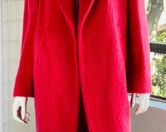 Elizabeth And James Womens Coral Wool Mohair Blend Lined Coat 4 / 6.