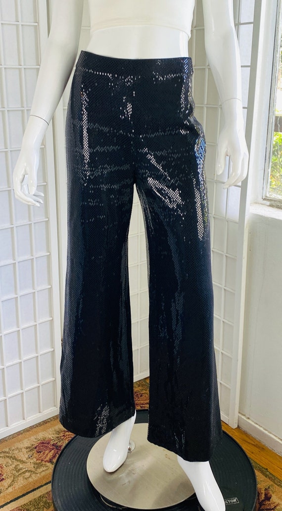 Vintage St John Black Sequined Flare Pants, 4. - image 1