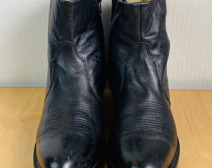 Vintage Durango Men's Black Leather Side Zip Ankle Boots, 8.5 D. - Etsy