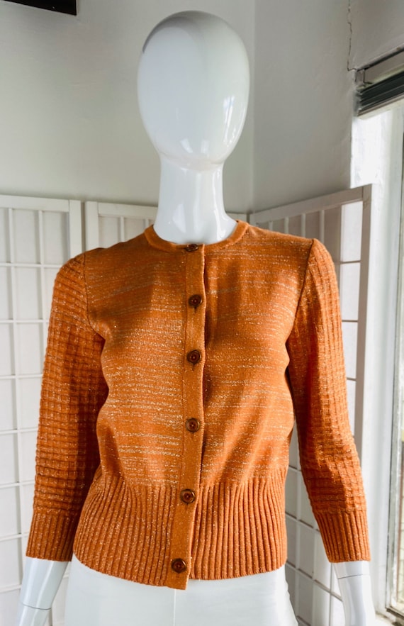St. John Women's Orange Metallic Sweater, P.