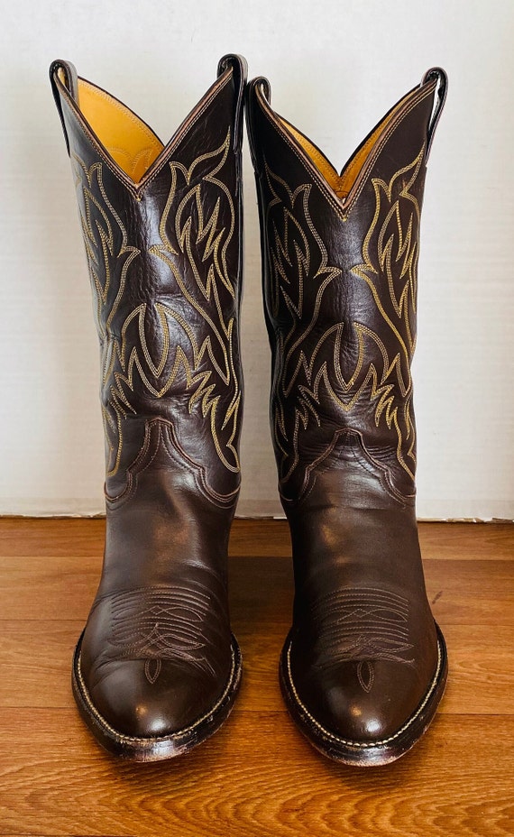 Justin Mens Brown Leather Western Cowboy Boots, 8D