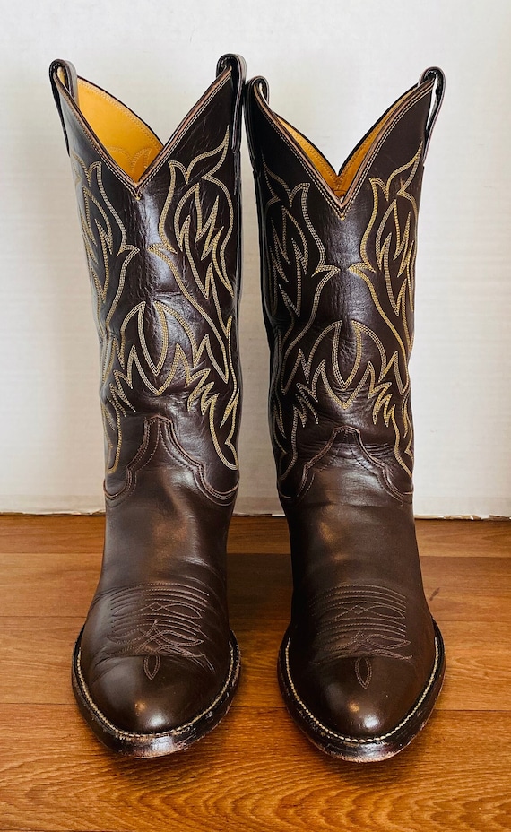 Justin Mens Brown Leather Western Cowboy Boots, 8D