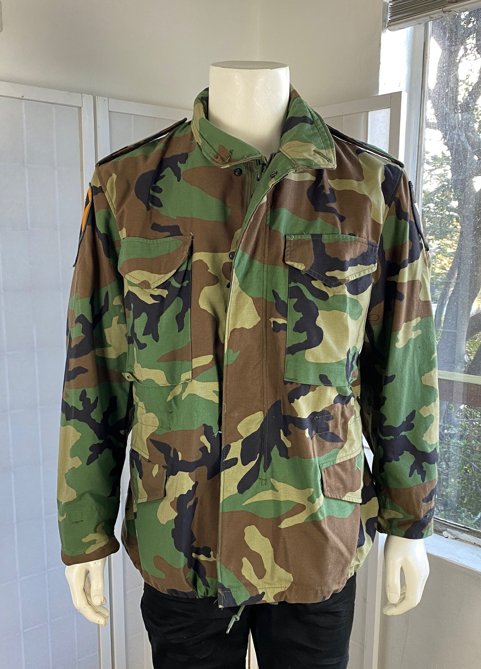 Veste Camouflage Militaire US Army - Taille Medium X-Short - 100% Coton - Occasion Très Bon état