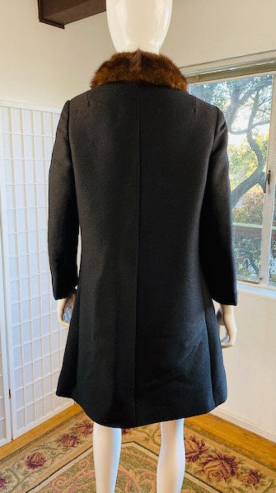 Vintage black wool asymmetrical mink collar cockt… - image 3