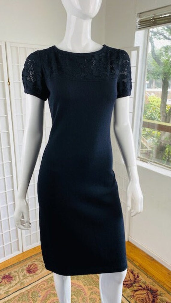 Vintage St John Black Rayon Knit Dress, 4. - Etsy
