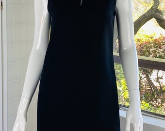 GIANNI VERSACE, Black Wool Mini Keyhole Dress, L.