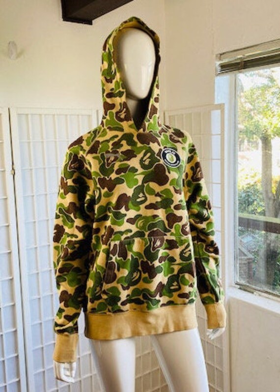 Puma x Bape Green \u0026 Brown Cotton Blend Camo Print Hoodie, M.