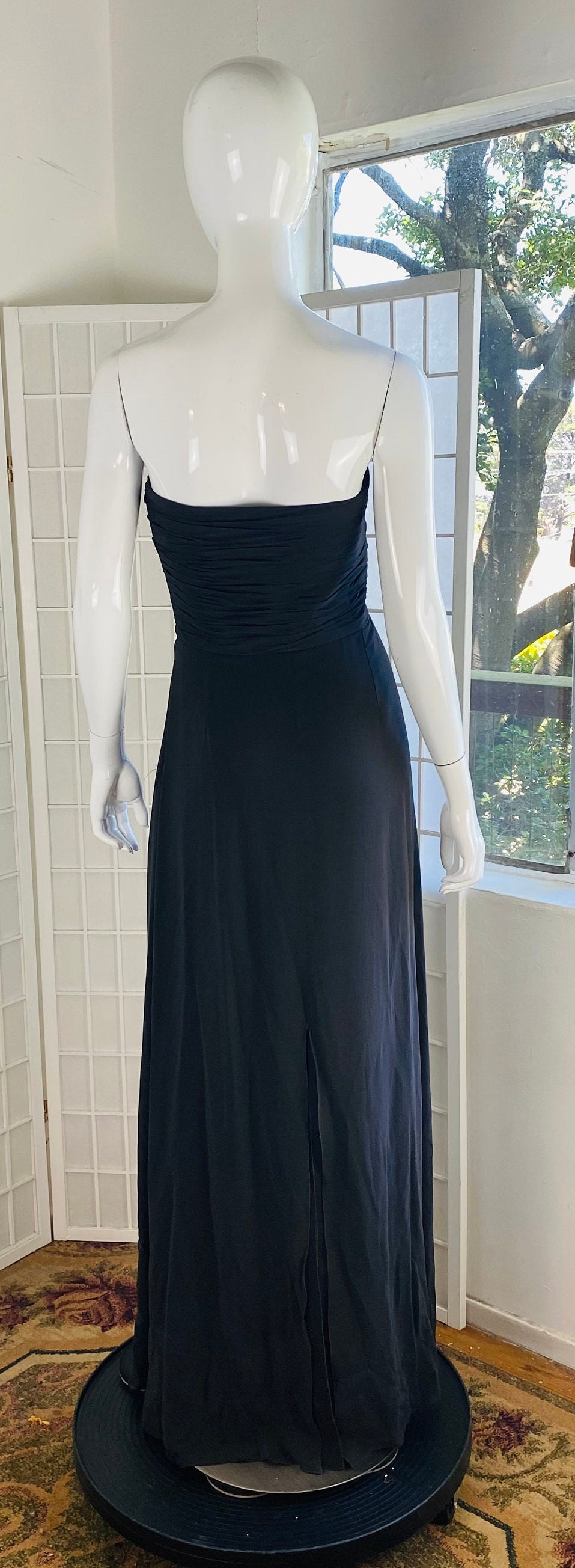 ARMANI COLLEZIONI レース模様タイトドレス 極美品 SALE ‼️ NWT, ARMANI COLLEZIONI, Womens Black Silk Strapless Gown, 10