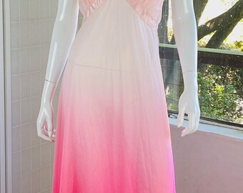 Vintage Vanity Fair Ombre Color Pleated Slip w/ Tie, 36.