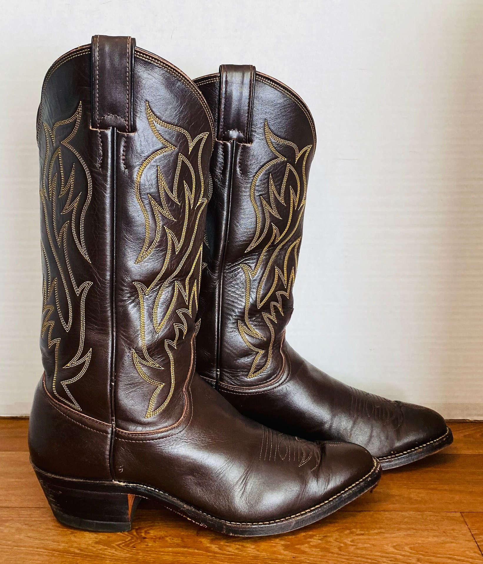 Bottes de cowboy homme Justin en cuir marron taille 9D