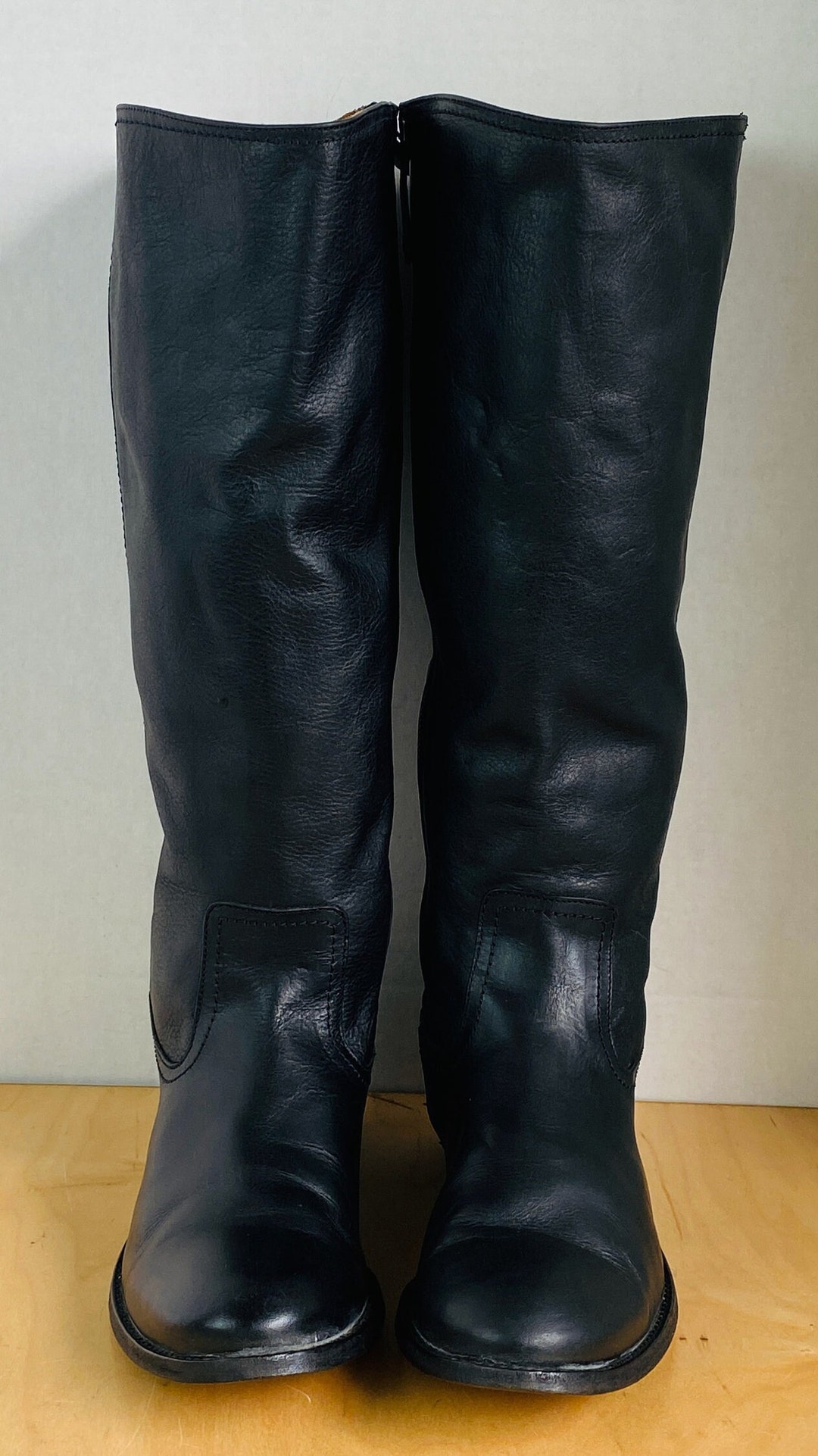 Frye Women's Black Leather Tall Boots W/ Zipper 10. - Etsy