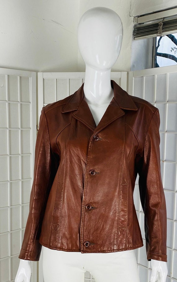 Vintage REED Sportswear, brown leather lined jacke
