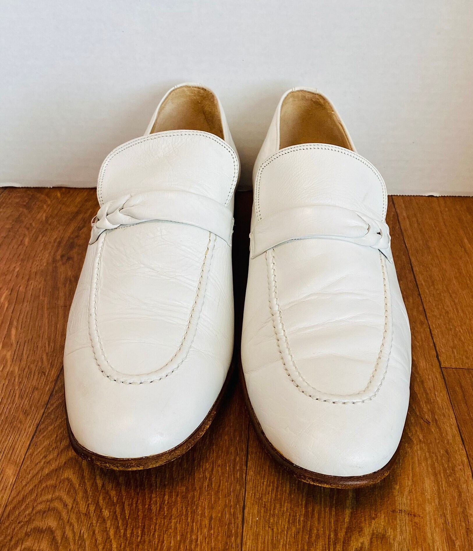 Francesco Bellini, Italy, Mens White Leather Slip on Loafers  display picture 2