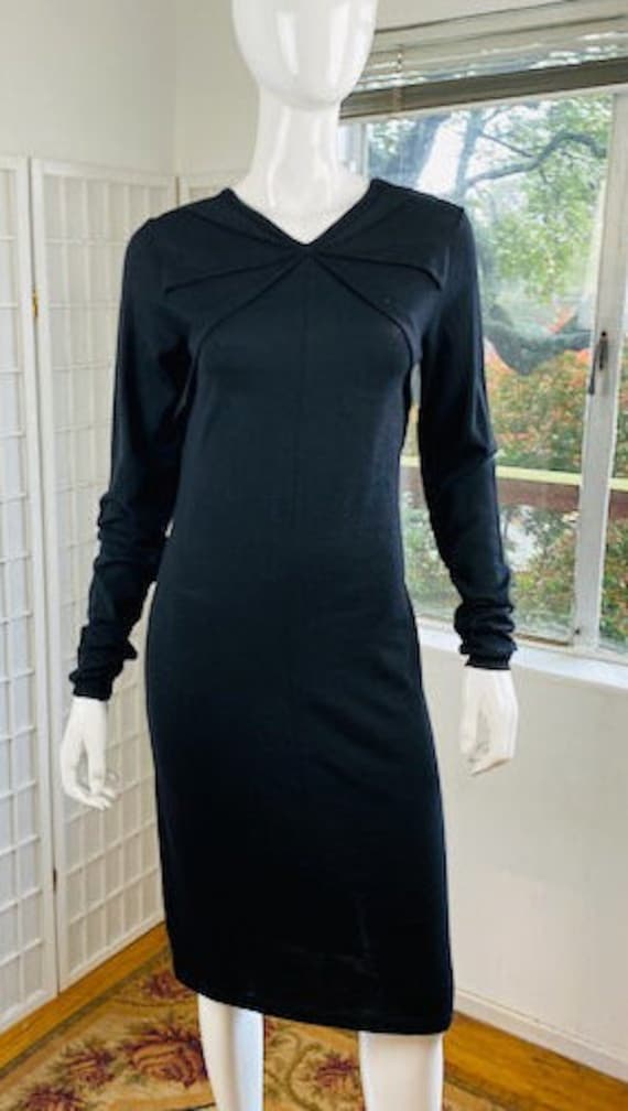 Vintage Balenciaga, Paris, black wool darted dres… - image 6